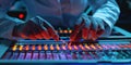 A close-up of a scientist's hands handling a DNA sequencing machine