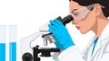 Scientist Working with Microscope in Laboratory with Test Tubes Royalty Free Stock Photo
