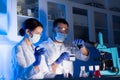 Close up of scientists making test in lab Royalty Free Stock Photo