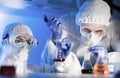 Close up of scientists making test in lab Royalty Free Stock Photo