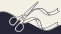 Close Up Scissors Cutting Wavy Ribbon Art, vector design Generative AI Royalty Free Stock Photo