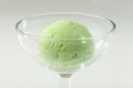 Close up of Scoop of delicious real fresh ice cream in Pistachio flavour.
