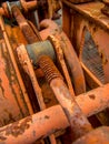 Close up on scraped rusted gear