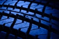 Close up scratch and hole tire texture pattern with blue tone color Royalty Free Stock Photo