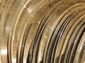 Stack of the old dusty vinyl records in sunlight closeup Royalty Free Stock Photo