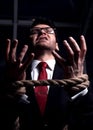 Close up.screaming businessman with his hands tied Royalty Free Stock Photo