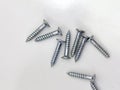 Close-up on screws, metal screws, iron screws, wood screws Royalty Free Stock Photo