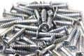 Close-up on screws, metal screws, iron screws, wood screws Royalty Free Stock Photo