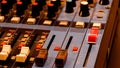 Close up scroll bar button control sound board mixer Royalty Free Stock Photo