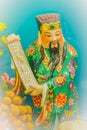Close up sculpture of Cai Shen, Chinese God of wealth, God of fortune. Royalty Free Stock Photo