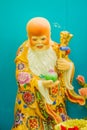 Close up sculpture of Cai Shen, Chinese God of wealth, God of fortune. Royalty Free Stock Photo