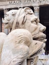 Close up of sculpture profile of the Fountain of Piazza della Rotonda, Pantheon
