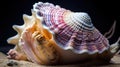 a close up of a sea shell on a beach sand Royalty Free Stock Photo