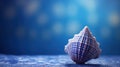 A close up of a sea shell on top of blue background, AI