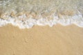 Close up sea water waves on sand beach Royalty Free Stock Photo