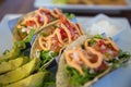 Close up of Seafood Taco Trio Royalty Free Stock Photo