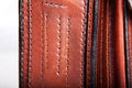 Close-up of a seam floss on a briefcase Royalty Free Stock Photo