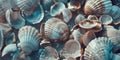 A close-up of seashells on a sandy beach Royalty Free Stock Photo