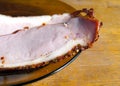 Close-up of seasoned sliced ham