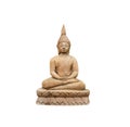 Seated buddha image wood carving isolated on white background , clipping path