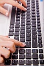 Secretary hands touching computer key during work Royalty Free Stock Photo