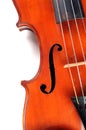 Close Up Section of Antique Violin Royalty Free Stock Photo