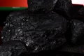 Close-up of a section of a pile of coal, fine black coal section texture Royalty Free Stock Photo