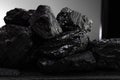 Close-up of a section of a pile of coal, fine black coal section texture Royalty Free Stock Photo