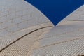 Close up of a section of the tiles on the roof of Sydney Opera House in Sydney Australia.