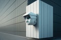 Close up of security camera on modern building wall AI generated