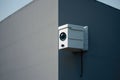 Close up of security camera on modern building wall AI generated