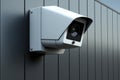 Close up of security camera on modern building wall AI generated