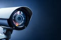 Close-up of a security camera over dark background