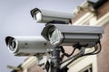Close Up of a Security CCTV Cameras on a lamp post Royalty Free Stock Photo