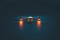 Security Drone Hovers in the Night Royalty Free Stock Photo