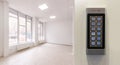 Close - up at Security intercom button in the apartment Royalty Free Stock Photo