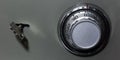 Close-up of security lock and key of safe. Royalty Free Stock Photo