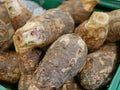 Close up and selective focus background of raw taros Royalty Free Stock Photo