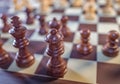 Close up and selective focus on black chess pieces Royalty Free Stock Photo