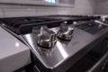 Close up, selective focus on control panel knobs on a gas stove top Royalty Free Stock Photo