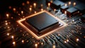 Close up Semiconductor chips and circuit boards for AI computer, Artificial intelligence and innovative advanced technology,