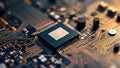 Close up Semiconductor chips and circuit boards for AI computer, Artificial intelligence and innovative advanced technology,