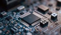 Close up Semiconductor chips or microchip and circuit boards for AI, Artificial intelligence and innovative advanced technology,