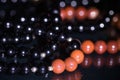 Close up of semiprecious gemstone red jasper and black tourmaline bracelets