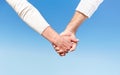 Close up of senior couple holding hands Royalty Free Stock Photo