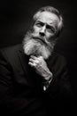 Mature male model wearing suit with grey hairstyle and beard Royalty Free Stock Photo