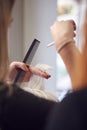 Close Up Of Senior Woman Having Hair Cut By Female Stylist In Hairdressing Salon Royalty Free Stock Photo