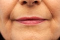 Close Up Of Senior Woman Lips