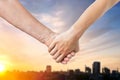 Close up of senior and young woman holding hands Royalty Free Stock Photo