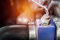 Close up sensor water temp of car in engine room Royalty Free Stock Photo